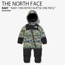 THE NORTH FACE ノースフェイス ベビー ワンピース BABY 1996 RETRO NUPTSE ONE PIECE レトロ ヌプシ フード付き カバーオール ダウン くま柄 カーキ ストリート カジュアル アウトドア 男の子 女の子 赤ちゃん用 NQ1DN92S【中古】未使用品