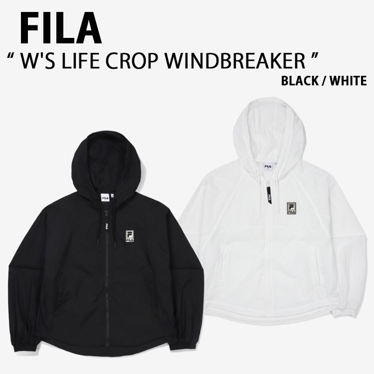 FILA フィラ トレーナー W'S LIFE CROP WINDBREAKER FS2JKF2152F ライフ クロップ ウィンドブレーカー ブラック ホワイト ロゴ ストリート レディース 女性用 【中古】未使用品