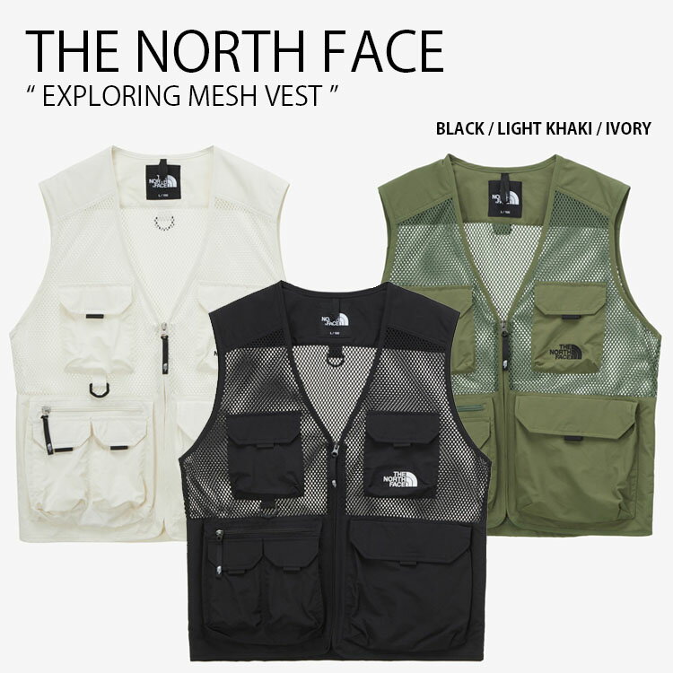 THE NORTH FACE ノースフェイス ベスト EXPLORING MESH VEST エクスプローリング メッシュ ベスト ジレ ベストジャケット ジレベスト ロゴ カジュアル ストリート ブラック アイボリー カーキ メンズ レディース 男性用 女性用 男女共用 NV3BP02A/B/C未使用品