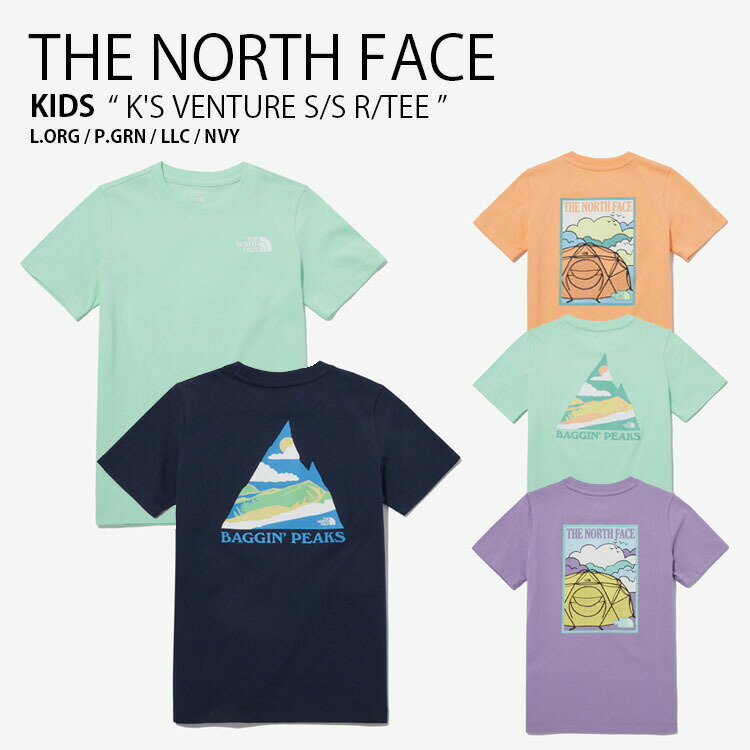 THE NORTH FACE ノースフェイス キッズ Tシャツ K'S VENTURE S/S R/TEE ベンチャー ショートスリーブ ティーシャツ 半袖 カットソー クルーネック オレンジ グリーン パープル ネイビー 男の子 女の子 子供用 NT7UP04S/T/V/W【中古】未使用品