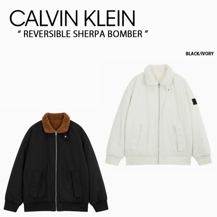 楽天larmoire -Interior and Goods-Calvin Klein カルバンクライン ジャケット REVERSIBLE SHERPA BOMBER BLACK IVORY CK リバーシブルシェルパーボンバー ブラック アイボリー メンズ 男性用 J324123 BEH/YBI【中古】未使用品