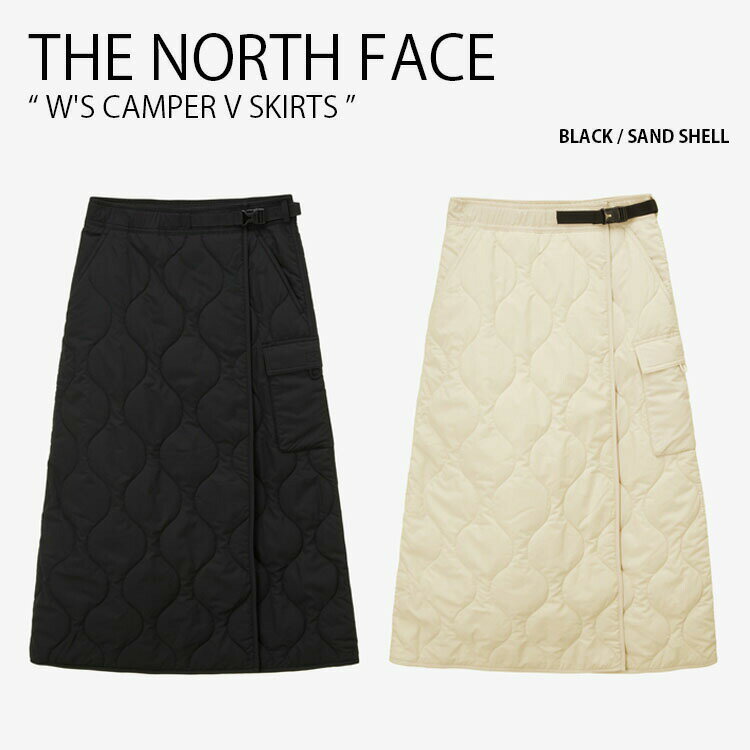 THE NORTH FACE ノースフェイス レディース キルティングスカート W'S CAMPER V SKIRTS ウィメンズ キャンパー スカート ひざ丈 パディング ブランケット カジュアル ストリート アウトドア ブラック アイボリー 女性用 NK6NP80A/B【中古】未使用品