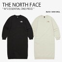 THE NORTH FACE ノースフェイス レディース ワンピース W 039 S ESSENTIAL ONE-PIECE エッセンシャル ワンピース 長袖 ひざ下丈 スウエットワンピース トレーナーワンピース ロゴ カジュアル ストリート ブラック ベージュ 女性用 NT7ZP80A/C【中古】未使用品