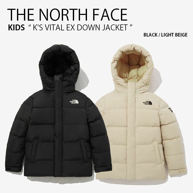 THE NORTH FACE ノースフェイス キッズ ダウンジャケット K'S VITAL EX DOWN JACKET バイタル ダウン ジャケット ジップアップ フーディ パーカー ロゴ カジュアル ストリート アウトドア ブラック ベージュ 男の子 女の子 子供用 NJ1DP56S/T【中古】未使用品のサムネイル