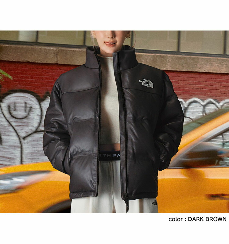 THE NORTH FACE ノースフェイス ダウンジャケット LEATHER NUPTSE DOWN JACKET レザー 本革 800フィルパワー ヌプシ ダウン ジャケット BLACK BROWN BEIGE 限定 メンズ レディース NJ1DP57J/K/L【中古】未使用品
