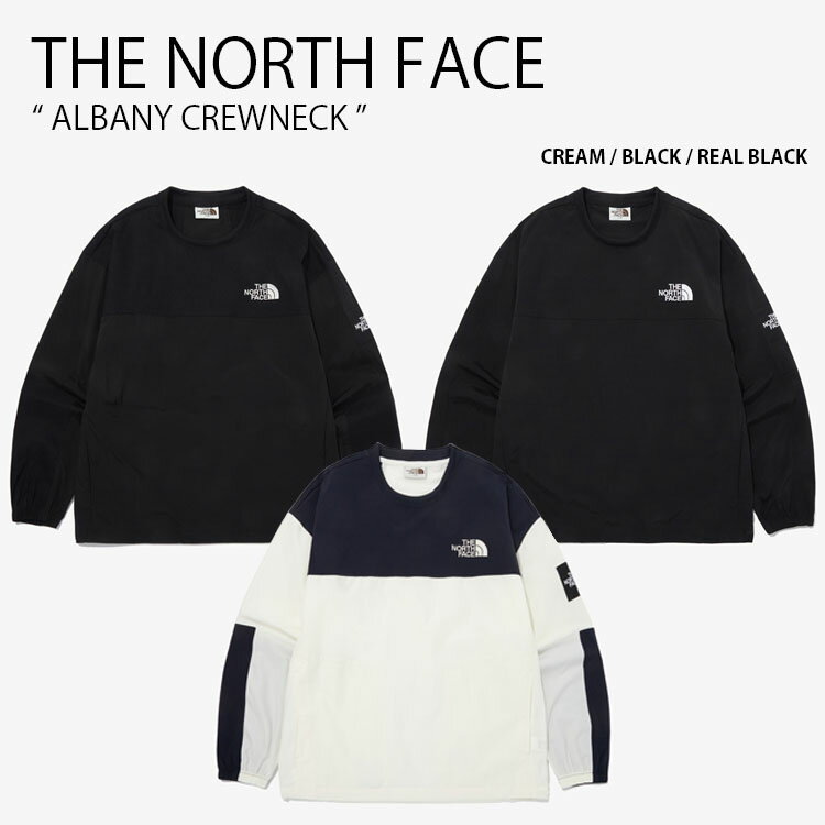 THE NORTH FACE ノースフェイス スウェット ALBANY CREWNECK アルバニー クルーネック スウェットシャツ トレーナー 長袖 カットソー プルオーバー ロゴ WHITELABEL アイボリー ブラック メンズ レディース 男性用 女性用 NM5MQ03J/K/L未使用品