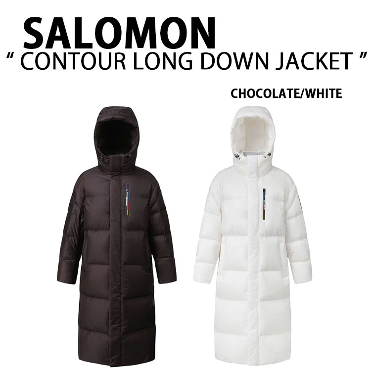SALOMON サロモン ダウンコート CONTOUR LONG DOWN JACKET W コントアー ロング ダウンジャケット ウィメンズ CHOCOLATE WHITE レディース 女性用【中古】未使用品