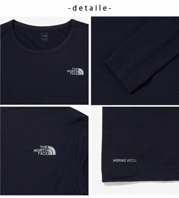 THE NORTH FACE ノースフェイス ロンT 長袖カットソー MERINO WOOL BASELAYER CREW 1 メリノウール クルーネック Tシャツ DARK NAVY カットソー ロゴ ダークネイビー MNI7TM57A【中古】未使用品