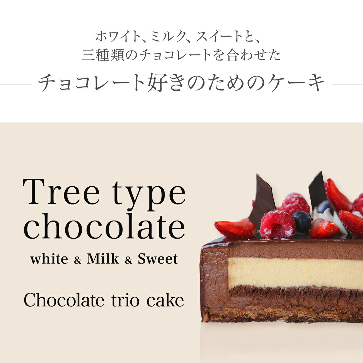 写真ケーキ 三種のチョコを使った