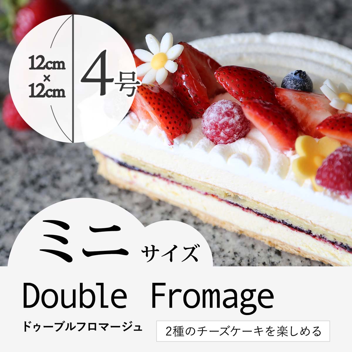 【2〜4人向け】2種のチーズケーキを楽しめる"ドゥーブルフロマージュ”4号