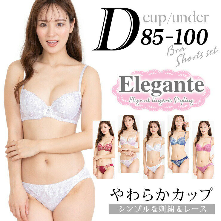 大きいサイズ レディース ブラジャー ショーツセット 上下セット ブラセット 下着 D85 D90 D95 D100 やわらかカップ 大きめアンダー 上..