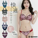 大きいサイズ ブラジャー ショーツセット 上下セット ブラセット ソフトワイヤー ランジェリー 下着 E80 E85 E90 E95 E100 快適ブラ やわらかい