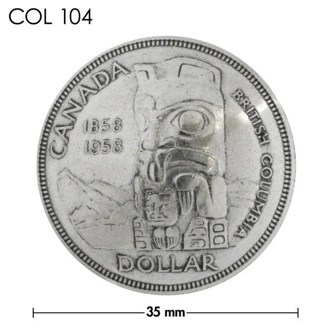 コンチョ カナダ DOLLAR銀貨 トーテムポール 銀色 35mm