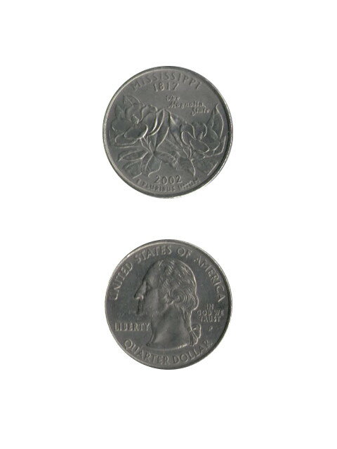 コイン アメリカ 25セント 記念貨 州別コイン ミシシッピ州 XF(極美) 24mm