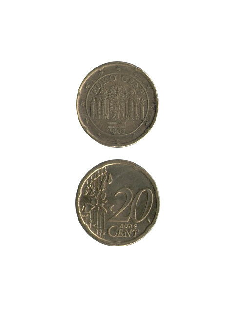 コイン オーストリア 20セント 20セント旧版 XF(極美) 22mm