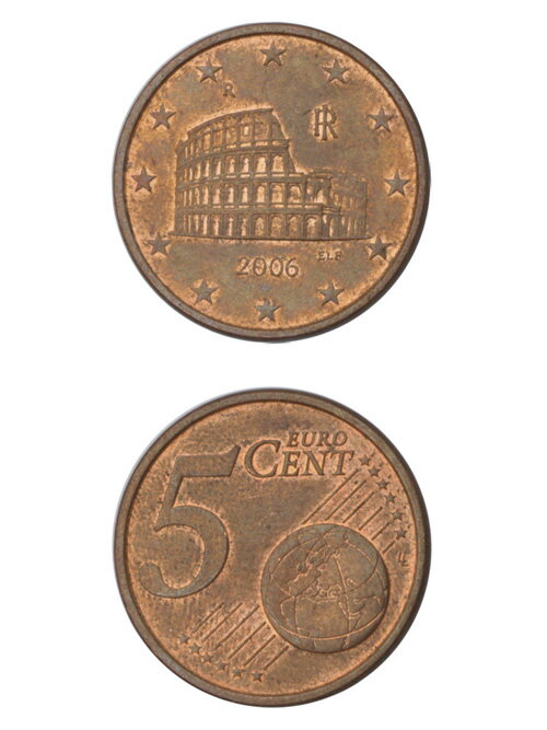 コイン イタリア ユーロ 5セント 21mm