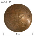 コンチョ イギリス NEW2ペンス 羽根 銅色 25mm