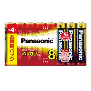 【要エントリー最大P15倍！9日20:00～16日1:59まで】パナソニック【Panasonic】アルカリ乾電池単4形8本パック LR03XJ/8SW★【LR03XJ-8SW】