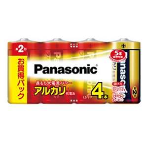 【要エントリー最大P15倍！9日20:00～16日1:59まで】パナソニック【Panasonic】アルカリ乾電池単2形4本パック LR14XJ/4SW★【LR14XJ-4SW】