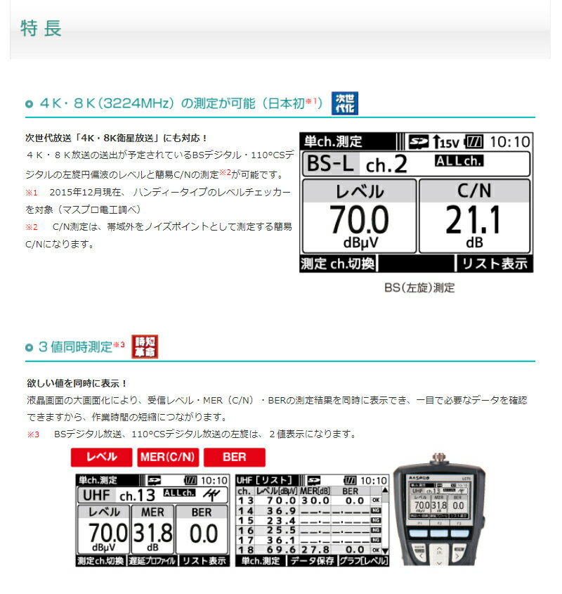 超高品質で人気の マスプロ デジタルレベルチェッカー ハンディー