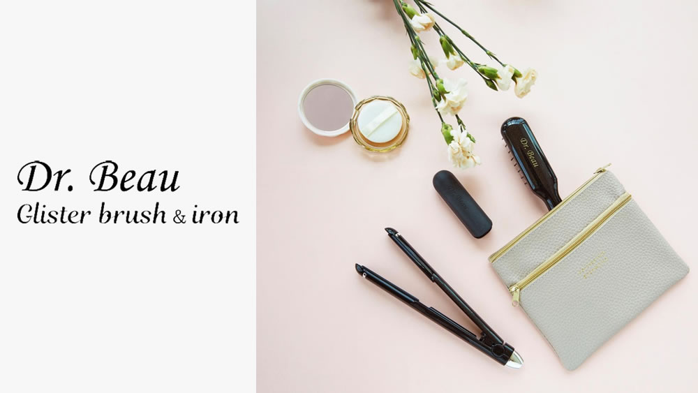 KALOS BEAUTY TECHNOLOGY【Glister brush＆iron】Dr. Beau Glister USBブラシアイロン＆ヘアアイロンセット ダイヤモンドパール DB-GW503-D