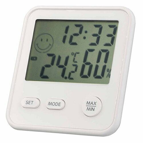 【EMPEX】TD-8321 エンペックス気象計 デジタルMini温度・湿度計 時計 ホワイト 【温湿度計 時刻表示機能付き】