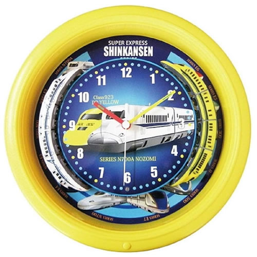 【掛け時計】SR-WC16001-YL エスアールエー ダブルトレイン新幹線クロック アナログ イエロー 【全15種類のメロディ・チャイム】