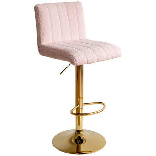 【お客様組み立て】KNC-K105G-LPK 宮武製作所 バーチェア Lukuta （ルクター） ライトピンク カウンターチェア 背もたれあり 【ふわふわブークレ生地】