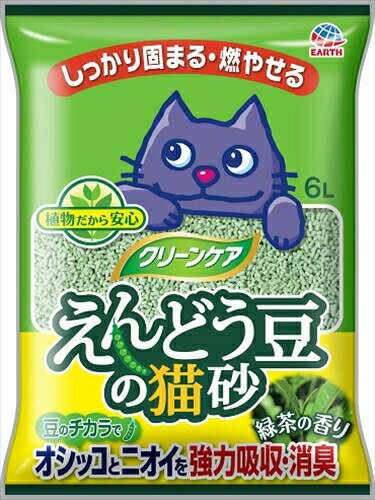 アース・ペット【ペット用品】 えんどう豆の猫砂緑茶の香り6L P-4994527898607