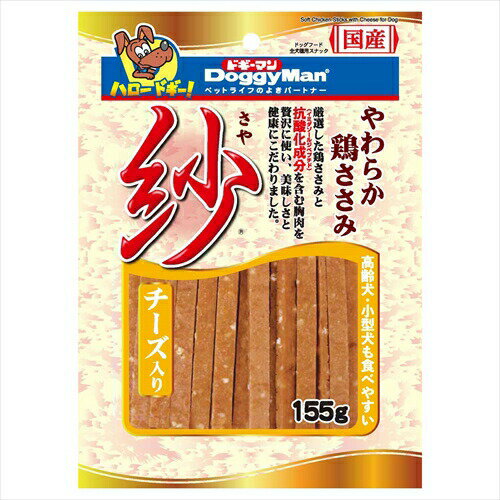 しっとりやわらか、ソフトタイプのササミスナック。厳選した鶏ささみと健康で元気な体の維持に役立つ抗酸化成分(イミダゾールジペプチド)を含む胸肉を贅沢に使い、美味しさと健康にこだわりました。栄養バランスと嗜好性に優れるチーズを加えた、香り高く食欲をそそる自慢の逸品です。原材料(成分):鶏肉(胸肉、ササミ)、コーンスターチ、チーズ、ソルビトール、グリセリン、pH調整剤、プロピレングリコール、ミネラル類(ナトリウム)、リン酸塩(Na)、酸化防止剤(ビタミンC)、発色剤(亜硝酸ナトリウム)、セルロース、調味料、食用色素(赤102、黄5)保証成分:粗たん白質20.0％以上、粗脂肪10.0％以下、粗繊維1.0％以下、粗灰分4.0％以下、水分30.0％以下エネルギー:360kcal/100g給与方法:【1日の目安給与量】 幼犬、超小型成犬(5kg以下)：〜3本 小型成犬(5〜11kg)：3〜6本 中型成犬(11〜23kg)：6〜10本 大型成犬(23〜40kg)：10〜15本 ・目安給与量を参考に1日1〜数回に分け、おやつとして与えてください。 ・給与量は犬によって個体差が生じます。食べ残しや便の様子、健康状態をみて調節してください。 ・2ヶ月未満の幼犬には与えないでください。 ・犬の習性や性格、食べ方によっては、のどに詰まらせたりする恐れがありますので、適切な大きさにして与えてください。 ・開封までのおいしさを保つために、脱酸素剤が入っています。無害ですが食品ではありません。誤飲防止のため、開封後はすぐに取り除き捨ててください。賞味／使用期限(未開封):12ヶ月賞味期限表記:2：yyyy/mm原産国または製造地:日本保管方法:・お買い上げ後は直射日光、高温多湿の場所を避けて保存してください。 ・開封後は冷蔵し、賞味期限に関わらず早めに与えてください。諸注意:・ペットフードとしての用途をお守りください。 ・幼児や子供、ペットの触れない場所で保存してください。 ・記載表示を参考に、ペットが食べ過ぎないようにしてください。 ・子供がペットに与えるときは、安全のため大人が立ち会ってください。 ・ペットが興奮しないよう、落ち着いた環境で与えてください。 ・ペットの体調が悪くなったときには、獣医師に相談してください。 ※使用する原料は季節によって、色や硬さにバラつきが生じる場合がありますが、品質には問題ありません。