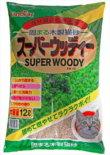 【ペット用品】P-4952667226346 常陸化工 ファインキャット スーパーウッディー 12L 【SW-12】