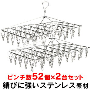 【2個セット】 ピンチハンガー ステンレス 52ピンチ 洗濯 洗濯物干し 洗濯ばさみ ステンレスピンチハンガー洗濯ハンガー 物干しハンガー 物干し 角ハンガー ステンレスハンガー 洗濯バサミ 洗濯物干し ステンレス 洗濯 タオル 【D】