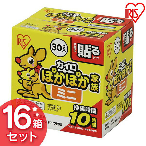 【16箱】 カイロ 貼る カイロ 貼る ぽかぽか家族 貼るタイプ ミニサイズ PKN-30HM 30P 480個（30個×16） アイリスオーヤマ 送料無料