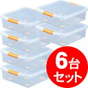【6台セット】 薄型ボックスUG-475クリア/オレンジアイリスオーヤマ