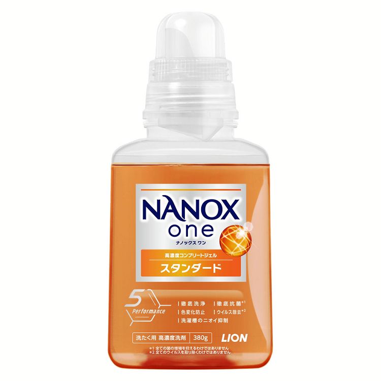 衣類用洗剤 日用消耗品 ナノックス NANOXone スタンダード 本体 380g ライオントップ 衣料用洗剤 徹底洗浄 nanox 洗濯洗剤 液体洗剤 消臭力 色変化防止 洗浄力 汚れ LION 【D】