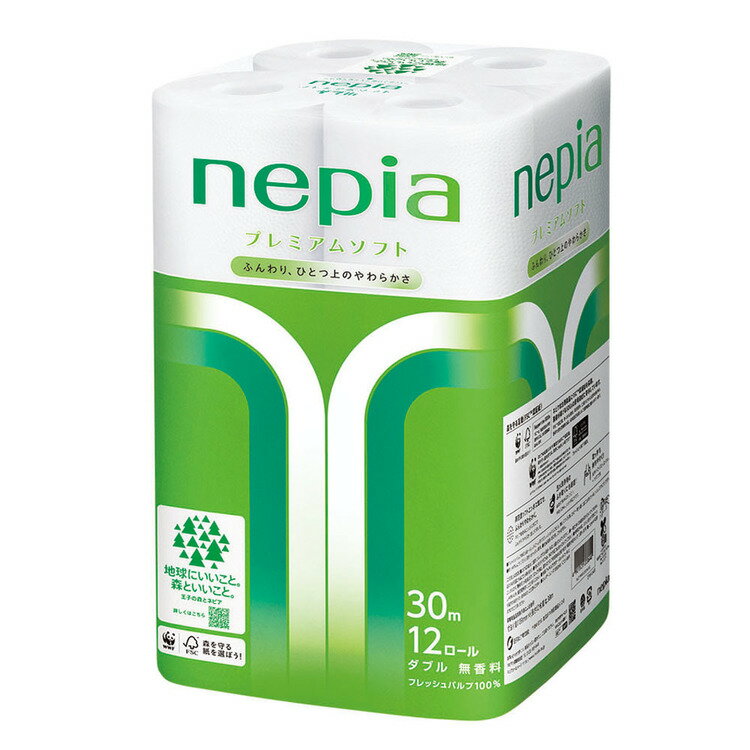 樂天商城 - トイレットペーパー 無香料 ネピア プレミアムソフト トイレットロール 12ロール ダブル 30m巻き 541353トイレットペーパー プレミアム やわらかい パルプ 吸水 ソフト 12ロール ダブル FSC ネピア