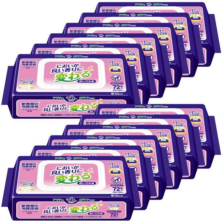 【12個セット】 アクティ においが良い香りに変わるおしりふき グリーンフローラルの香り 72枚アクティ 楽ケア おしりふき からだふき タオル 介護ウェット ぬれタオル 清拭布 デオマジック 消臭