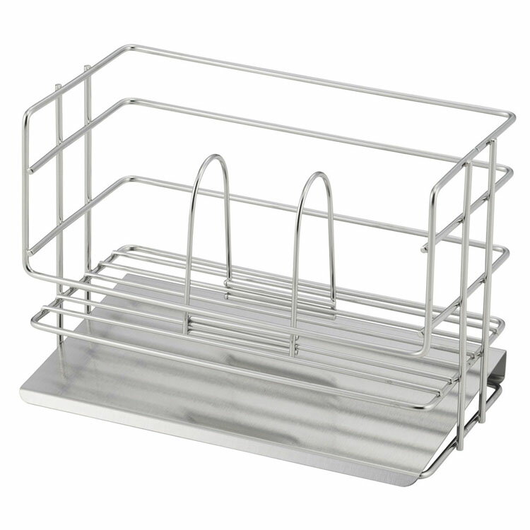 斜めトレー付洗剤スポンジラック ミニ シルバー 42591シンク スポンジラック スポンジ置き 仕切 ...