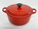 【中古】 C928 D LE CREUSET ルクルーゼ ココットロンド 20cm 両手鍋 レッド