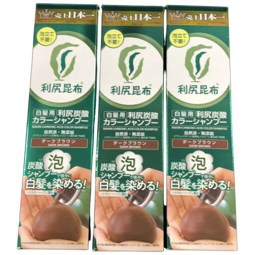 【中古】　【未使用】 C363 利尻昆布 利尻炭酸カラーシャンプー ダークブラウン 白髪用 シトラスハーブの香り 180g 3本セットのサムネイル