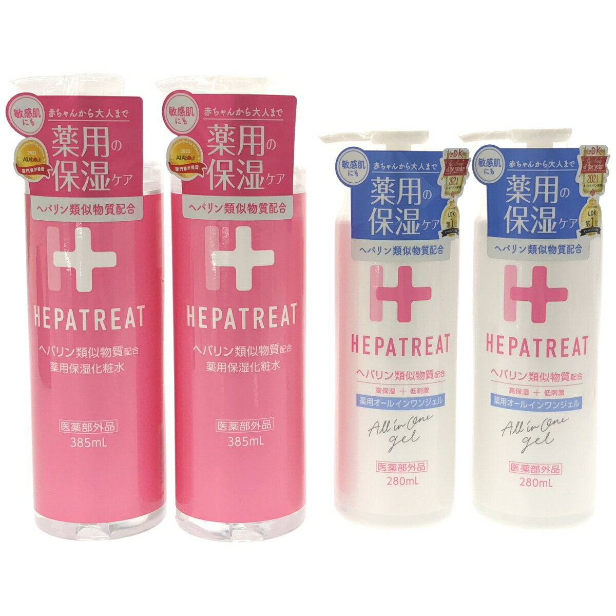 【中古】【未使用】Z000 へパトリート 薬用ローション HL 化粧水 385ml & 薬用ジェル HG オールインワンジェル 280ml 4本セット