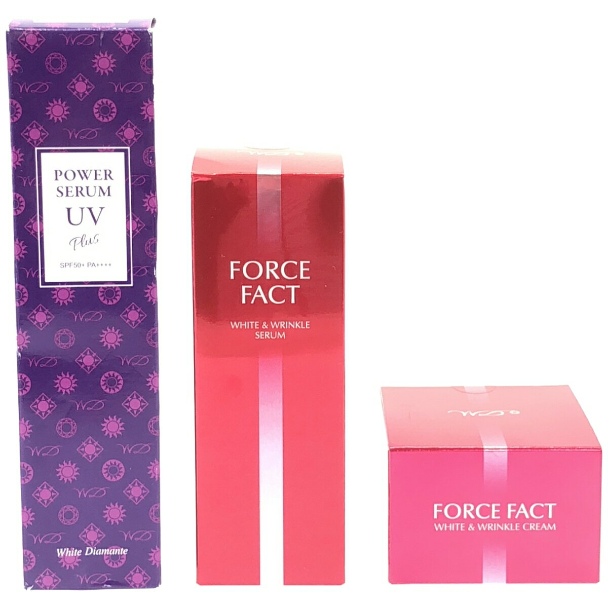 【中古】【未使用】Z000 ホワイトディアマンテ パワーセラムUV 75g & フォースファクト セラム 100mL & フォースファクト 18g 3個セット