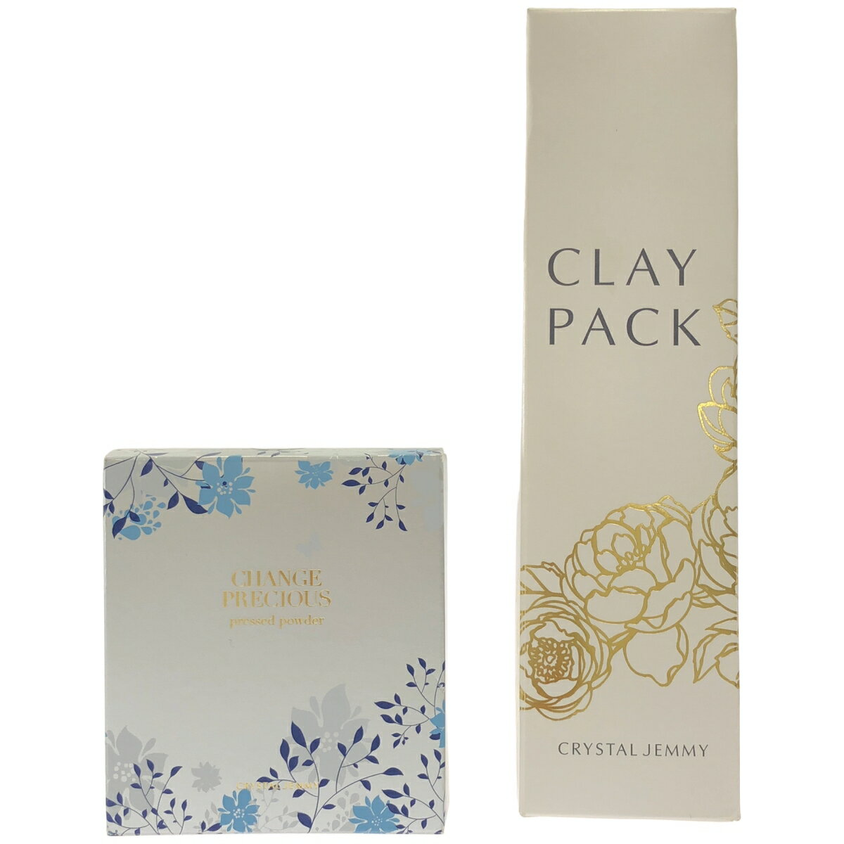 【中古】【未使用】Z000 クリスタルジェミー クレイパック 160g & チェンジプレシャス 薬用美白プレストパウダー 10.5g 2個セット