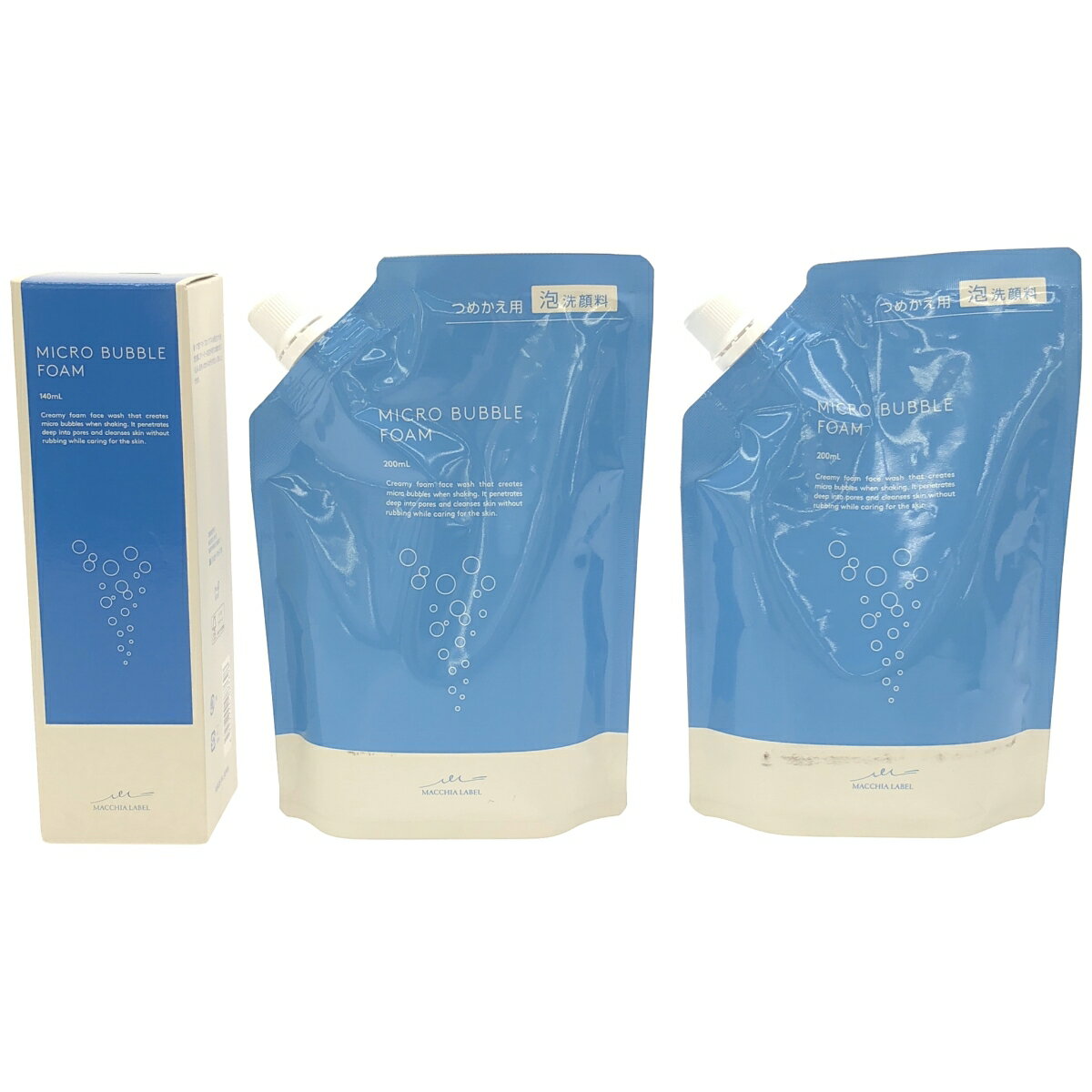 【中古】【未使用】Z000 マキアレイベル マイクロバブルフォームa 140mL 1個 & つめかえ用 200mL 2個 計3個セット