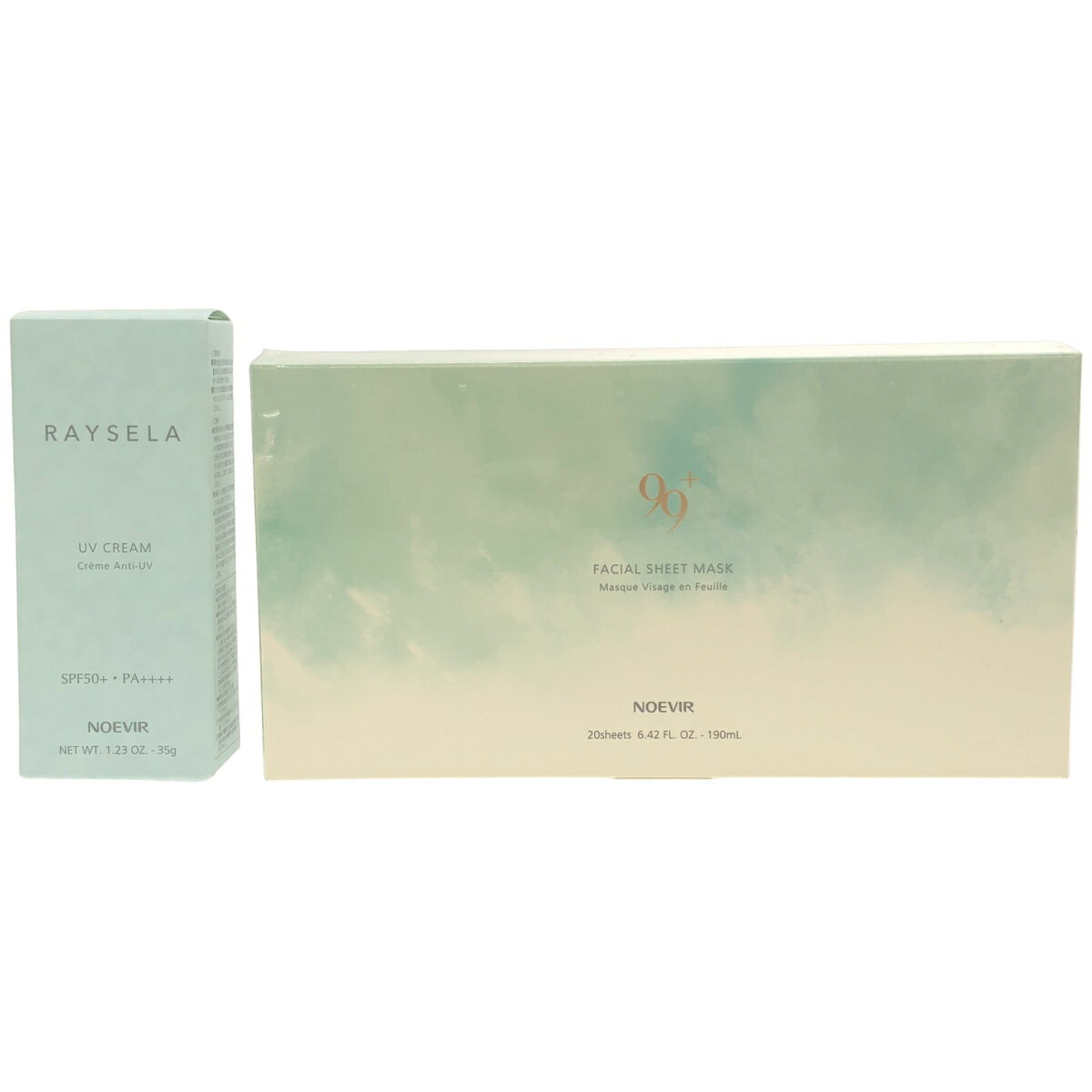 【中古】【未使用】Z000 ノエビア 99プラス フェイシァルシートマスク 20枚入(190mL) & レイセラ UVクリーム 35g 2個セット