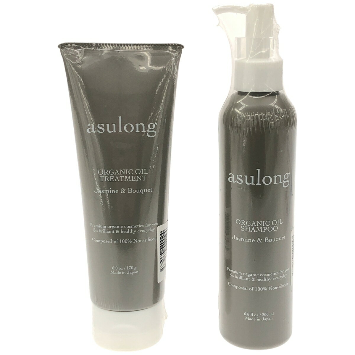 【中古】【未使用】Z000 アスロング オーガニックオイルシャンプー ジャスミン&ブーケ 200mL & トリートメント 170g 2個セット