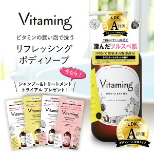 【トライアルセット1種類プレゼント中】 Vitaming バイタミング リフレッシング ボディソープ 500ml ボディーソープ 脂性肌 乾燥肌 ビタミン レモン 敏感肌 香り ギフト 国産 プレゼント 天然 無添加 オーガニック 女性用 保湿 かわいい