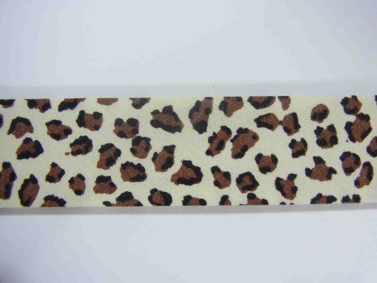 両折れバイアステープ　豹柄　24mm巾x3mセット