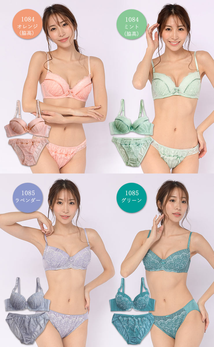 【Dカップ】ブラジャー ブラショーツセット 大きいサイズ 下着 レディース/D85 D90 D95 D100/モールドブラ モールドカップブラ ブラセット 上下 花柄 リボン サテン/ネイビー ピンク パープル 紫 ブラック 黒/かわいい おしゃれ 安い 人気