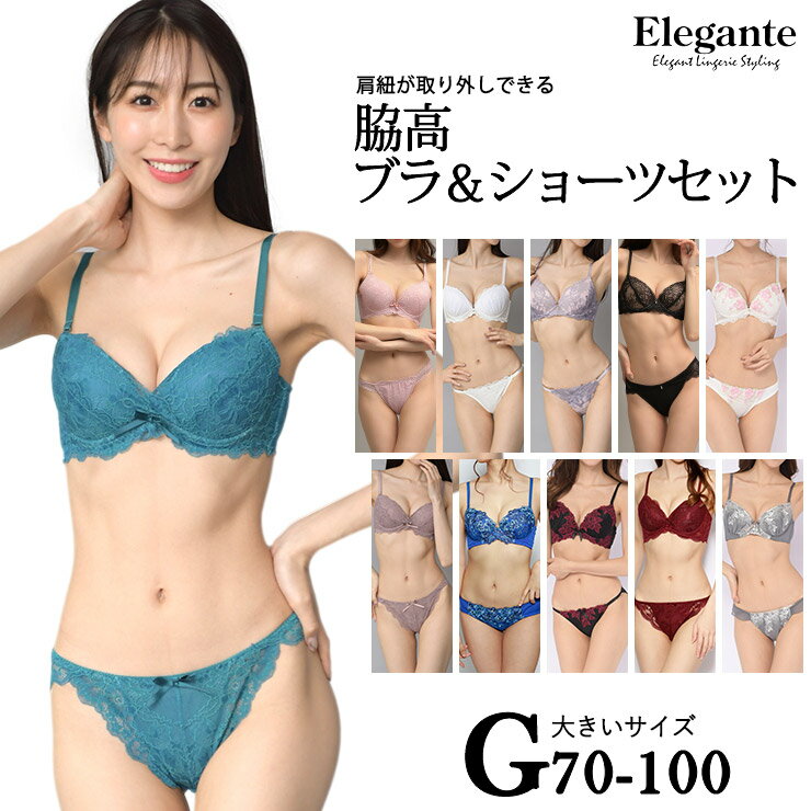 大きいサイズ レディース ブラジャー ショーツセット Gカップ G70 G75 G80 G85 G90 G95 G100 M L LL 3L 4L 5L 脇高 肩紐取外し可 下着 ランジェリー 新色入荷 ネコポス不可